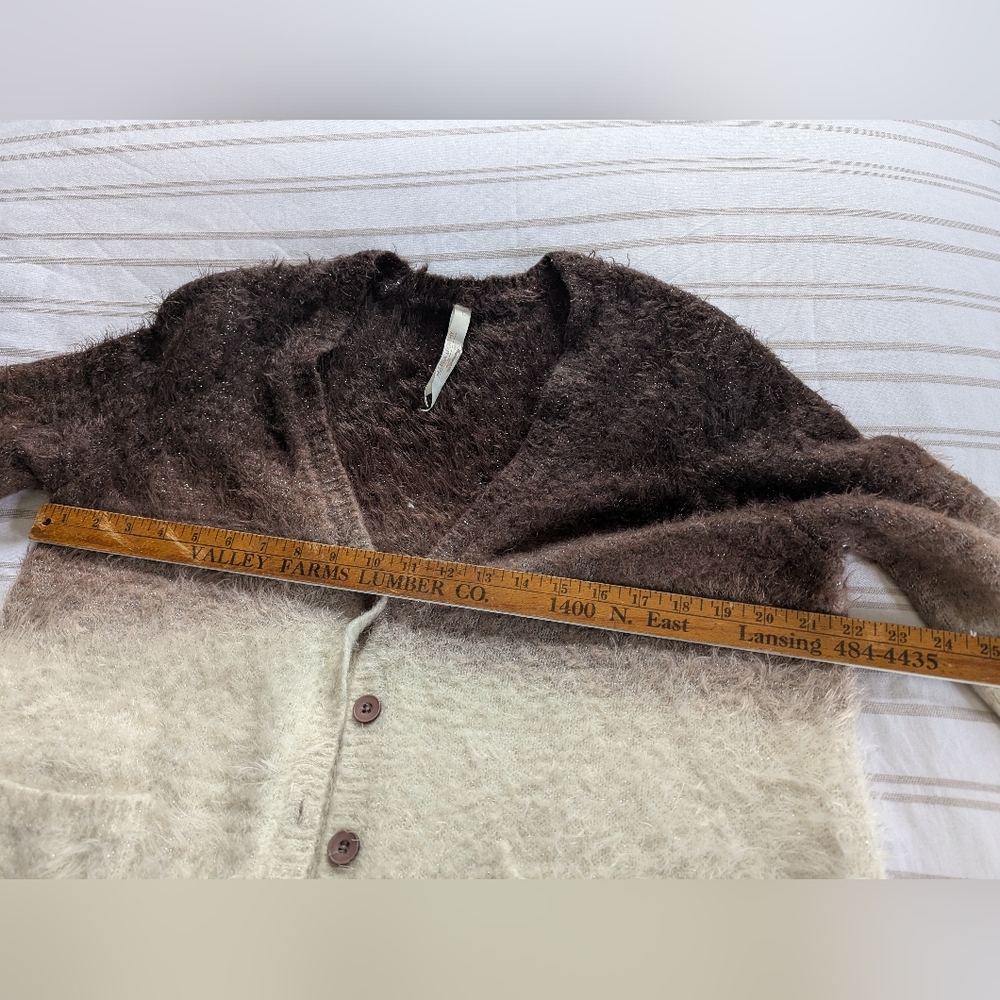 Brown and Cream Fuzzy Cardigan by Melissa McCarthy large - Picture 6 of 6